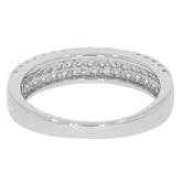 Sterling Silver 3-Row Wedding Band with Moissanite – Perfect Engagement and Wedding Ring Set - Syzjewelry